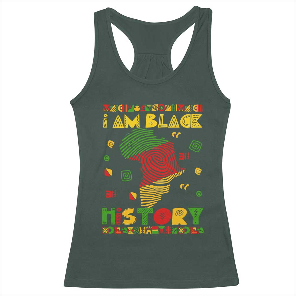 I Am Black History Racerback Tank Top African American Pride Kente TS02 Dark Forest Green Print Your Wear
