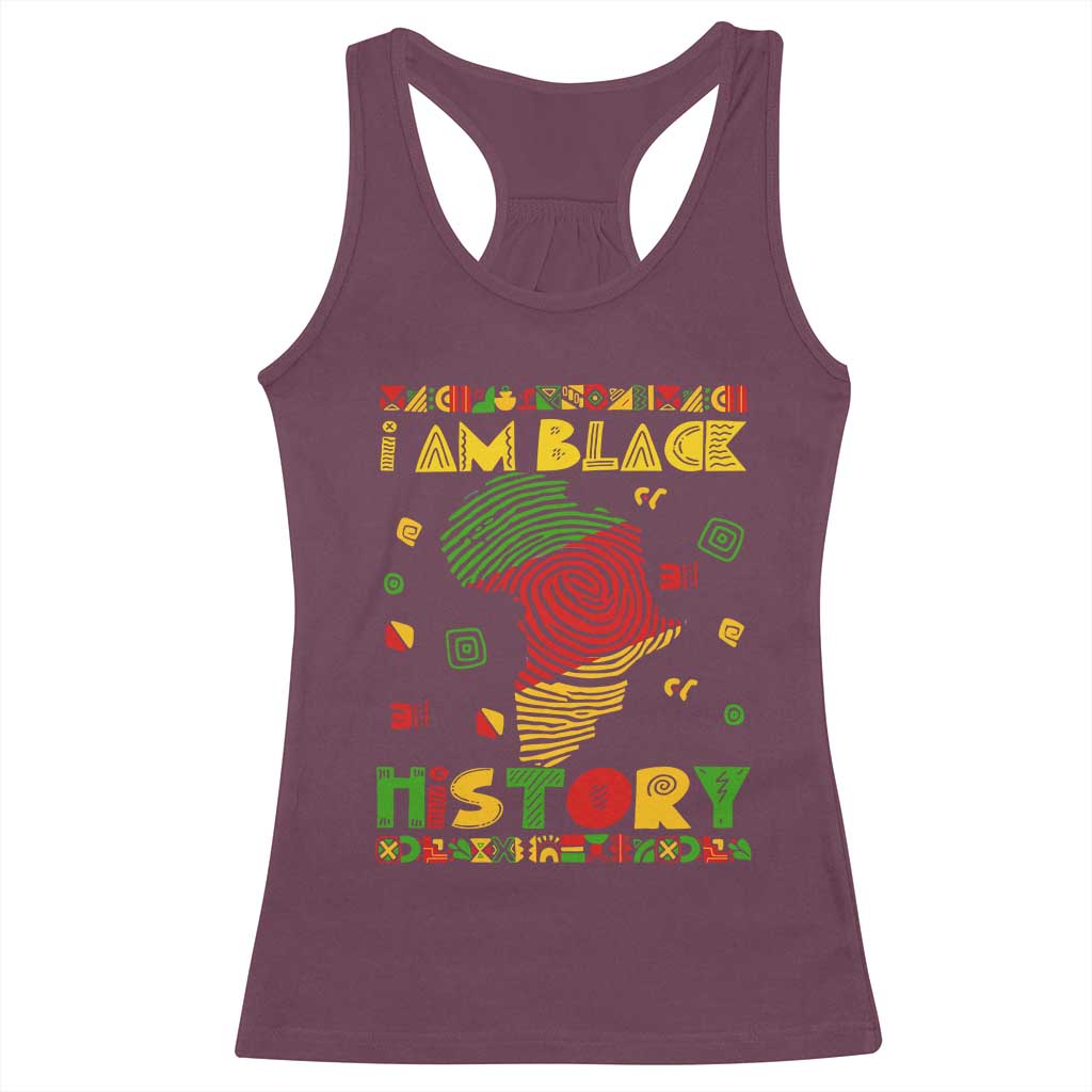 I Am Black History Racerback Tank Top African American Pride Kente TS02 Maroon Print Your Wear