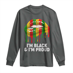 Black Girls Long Sleeve Shirt I'm Black And I'm Proud Woman Lips Dripping TS02 Dark Heather Print Your Wear