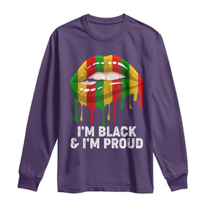 Black Girls Long Sleeve Shirt I'm Black And I'm Proud Woman Lips Dripping TS02 Purple Print Your Wear