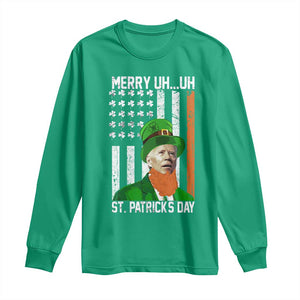 Funny Biden St Patricks Day Long Sleeve Shirt Merry 4th of Saint Patrick Uh Uh Leprechaun American Flag TS02 Irish Green Print Your Wear