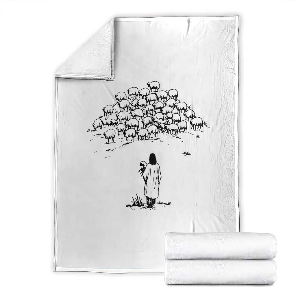 Jesus The Good Shepherd Minimalist Christian Throw Blanket Sheep Flock Faith Spiritual Inspirational Gift TS02 White Print Your Wear