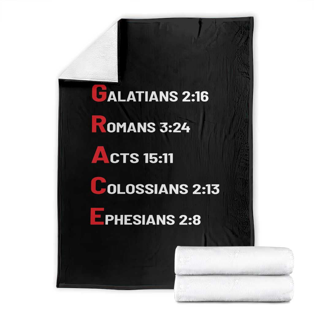 GRACE Christian Scripture Acronym Throw Blanket Bible Verses Galatians Romans Acts Colossians Ephesians Faith Message Gift TS02 Black Print Your Wear