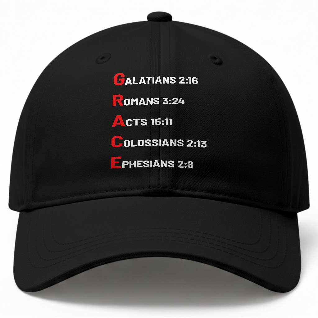 GRACE Christian Scripture Acronym Baseball Cap Bible Verses Galatians Romans Acts Colossians Ephesians Faith Message Gift TS02 Print Your Wear