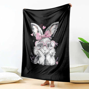 Cute Easter Bunny with Heart Glasses Pink Bow Throw Blanket Adorable Rabbit Love Aesthetic Gift TS02 Print Your Wear