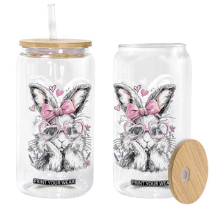 Cute Easter Bunny with Heart Glasses Pink Bow Glass Can Adorable Rabbit Love Aesthetic Gift TS02 Print Your Wear