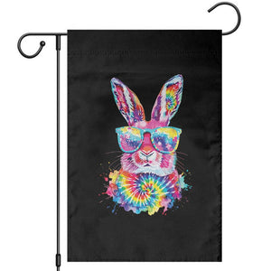 Colorful Tie Dye Bunny with Sunglasses Garden Flag Cool Easter Rabbit Retro Hippie Vibe Graphic Gift TS02 Black Print Your Wear