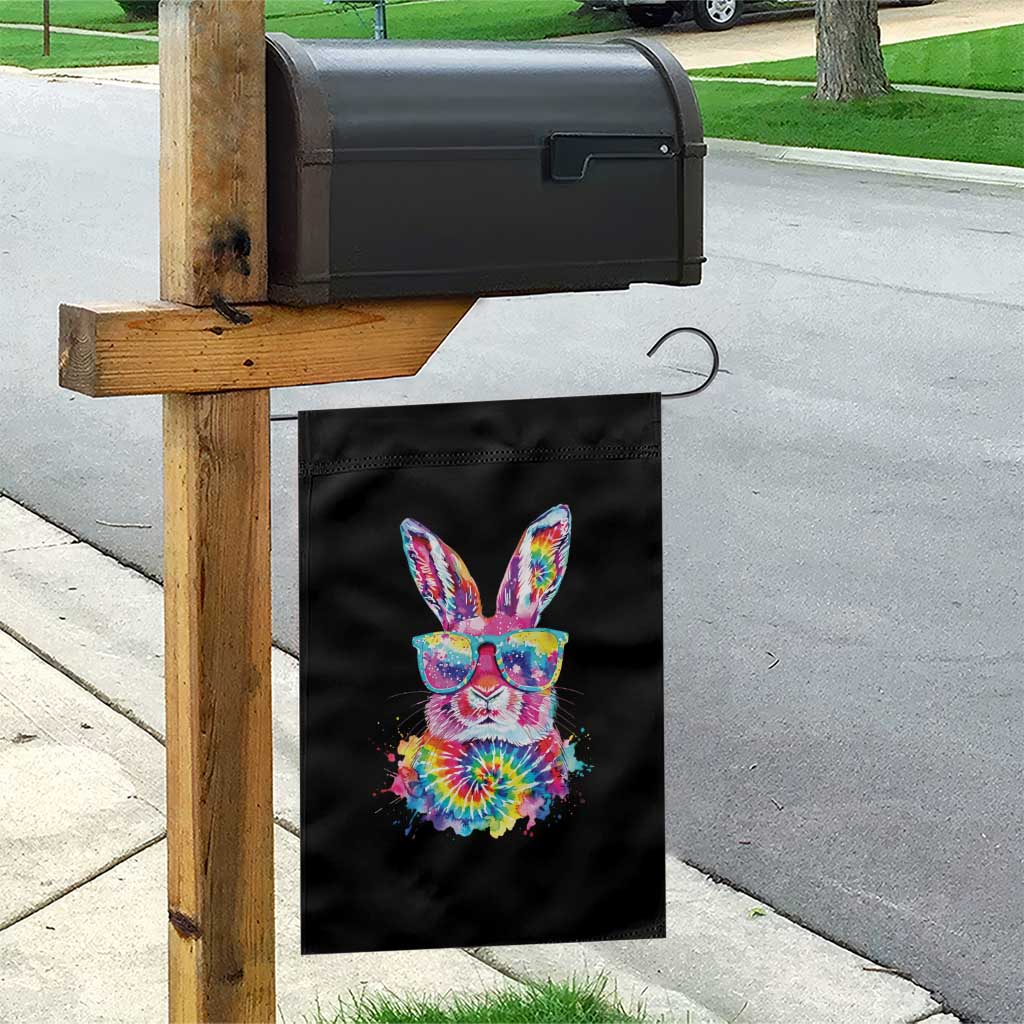 Colorful Tie Dye Bunny with Sunglasses Garden Flag Cool Easter Rabbit Retro Hippie Vibe Graphic Gift TS02 Print Your Wear