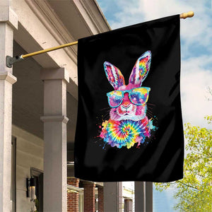 Colorful Tie Dye Bunny with Sunglasses Garden Flag Cool Easter Rabbit Retro Hippie Vibe Graphic Gift TS02 Print Your Wear