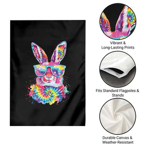 Colorful Tie Dye Bunny with Sunglasses Garden Flag Cool Easter Rabbit Retro Hippie Vibe Graphic Gift TS02 Print Your Wear