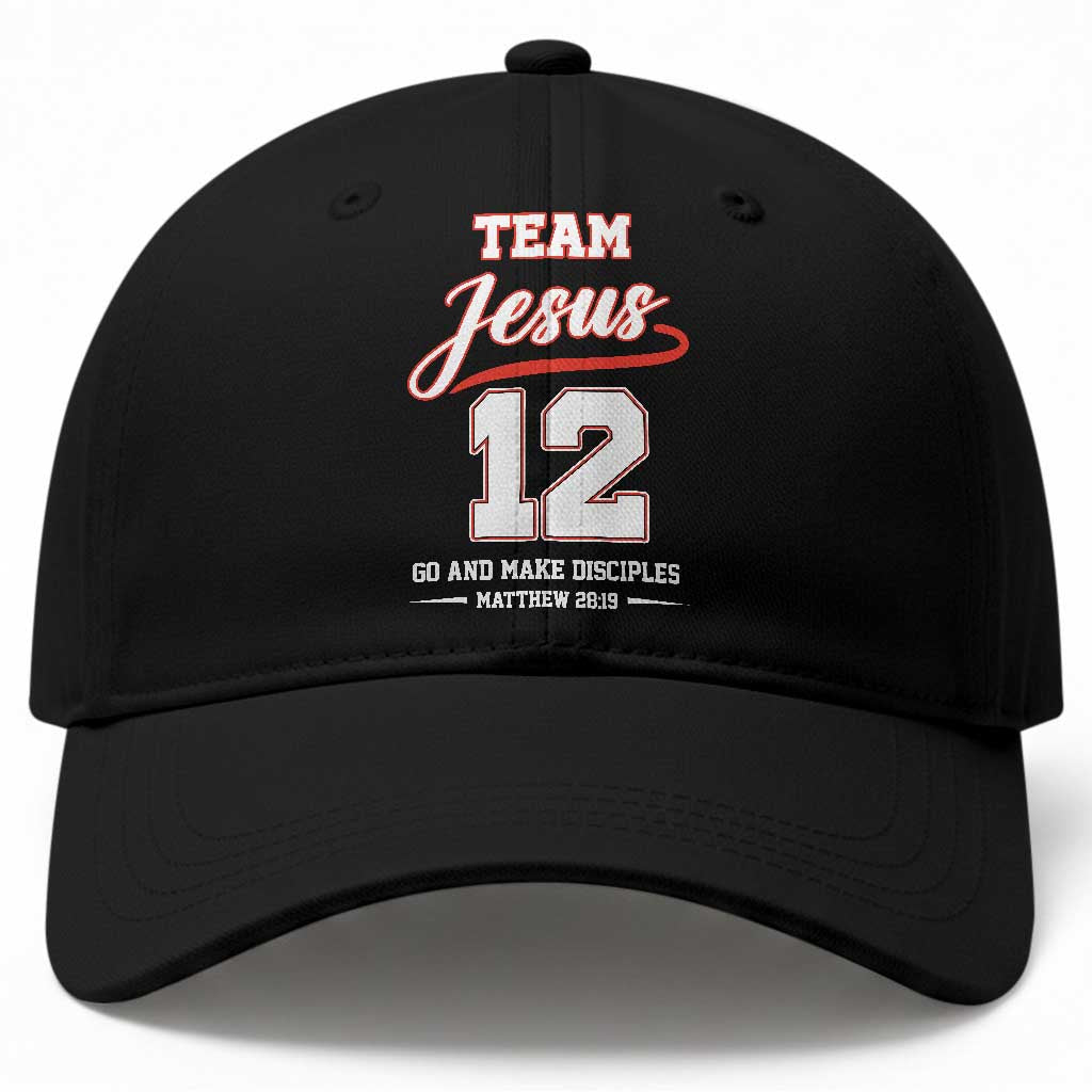 Team Jesus 12 Christian Sports Style Baseball Cap Go And Make Disciples Matthew 28:19 Faith Athletic Inspired Gift TS02 Print Your Wear