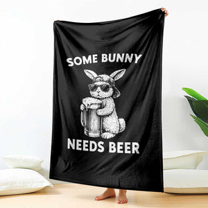 Some Bunny Needs Beer Funny Easter Drinking Humor Throw Blanket Cool Rabbit with Sunglasses Graphic Gift TS02 Print Your Wear