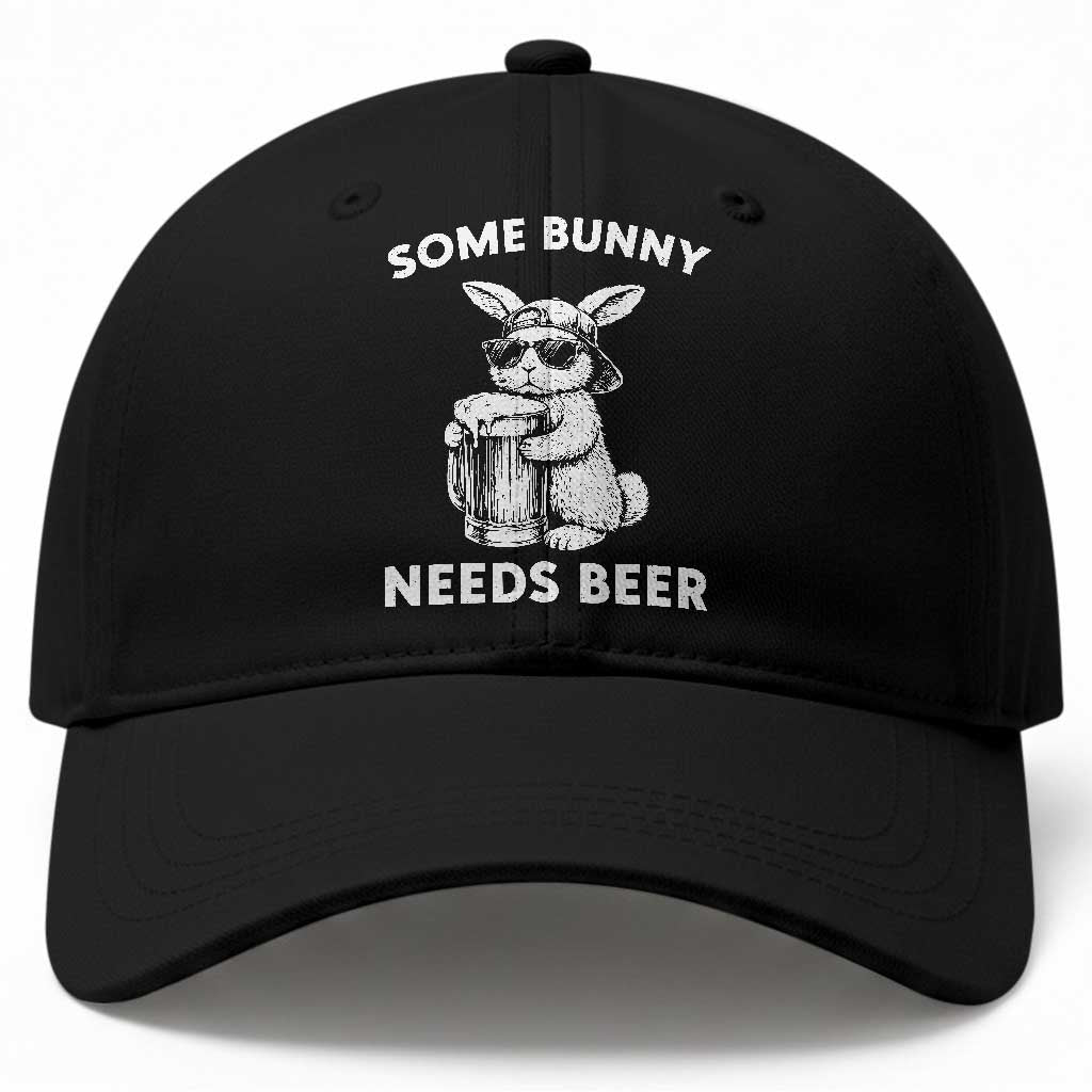 Some Bunny Needs Beer Funny Easter Drinking Humor Baseball Cap Cool Rabbit with Sunglasses Graphic Gift TS02 Print Your Wear