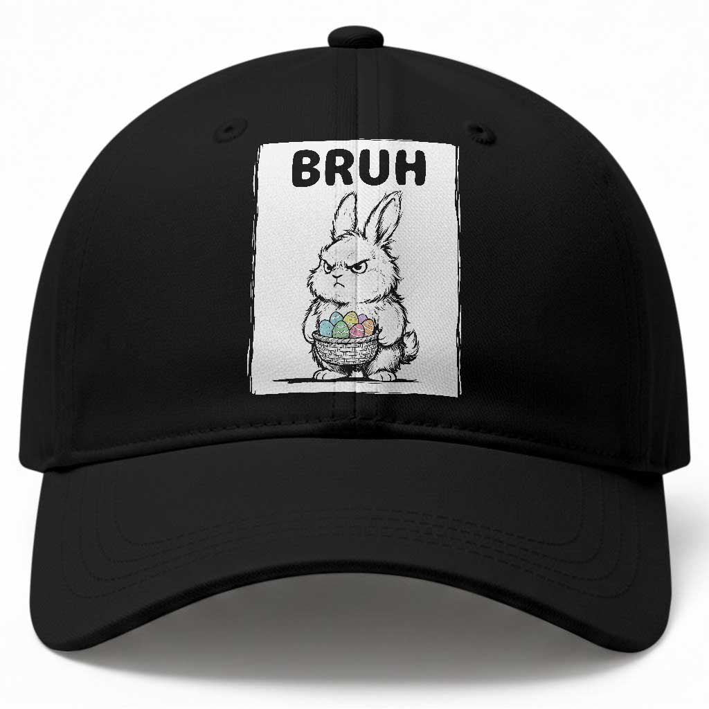 Bruh Angry Easter Bunny with Eggs Basket Baseball Cap Funny Rabbit Meme Humor Graphic Gift TS02 Print Your Wear