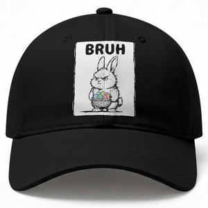 Bruh Angry Easter Bunny with Eggs Basket Baseball Cap Funny Rabbit Meme Humor Graphic Gift TS02 Print Your Wear