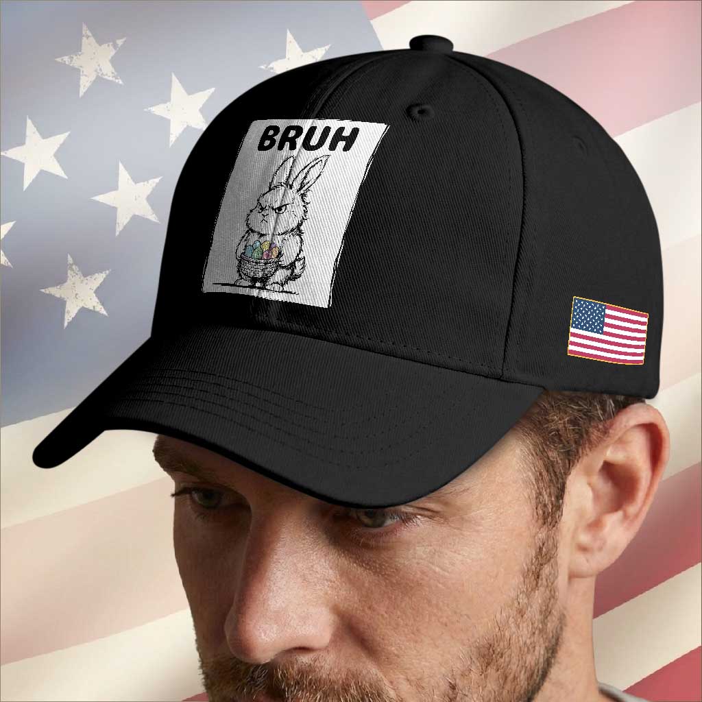 Bruh Angry Easter Bunny with Eggs Basket Baseball Cap Funny Rabbit Meme Humor Graphic Gift TS02 Print Your Wear