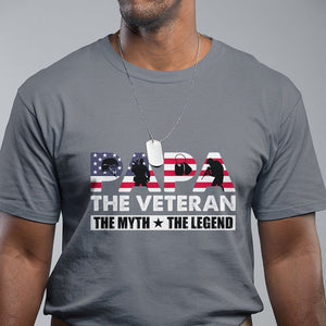 Patriotic Papa T Shirt The Veteran The Myth The Legend Dad Father's Day TS02 Charcoal Print Your Wear