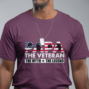 Patriotic Papa T Shirt The Veteran The Myth The Legend Dad Father's Day TS02 Maroon Print Your Wear