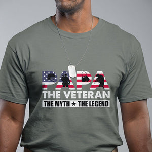 Patriotic Papa T Shirt The Veteran The Myth The Legend Dad Father's Day TS02 Military Green Print Your Wear