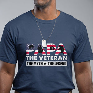 Patriotic Papa T Shirt The Veteran The Myth The Legend Dad Father's Day TS02 Navy Print Your Wear