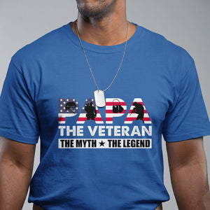 Patriotic Papa T Shirt The Veteran The Myth The Legend Dad Father's Day TS02 Royal Blue Print Your Wear