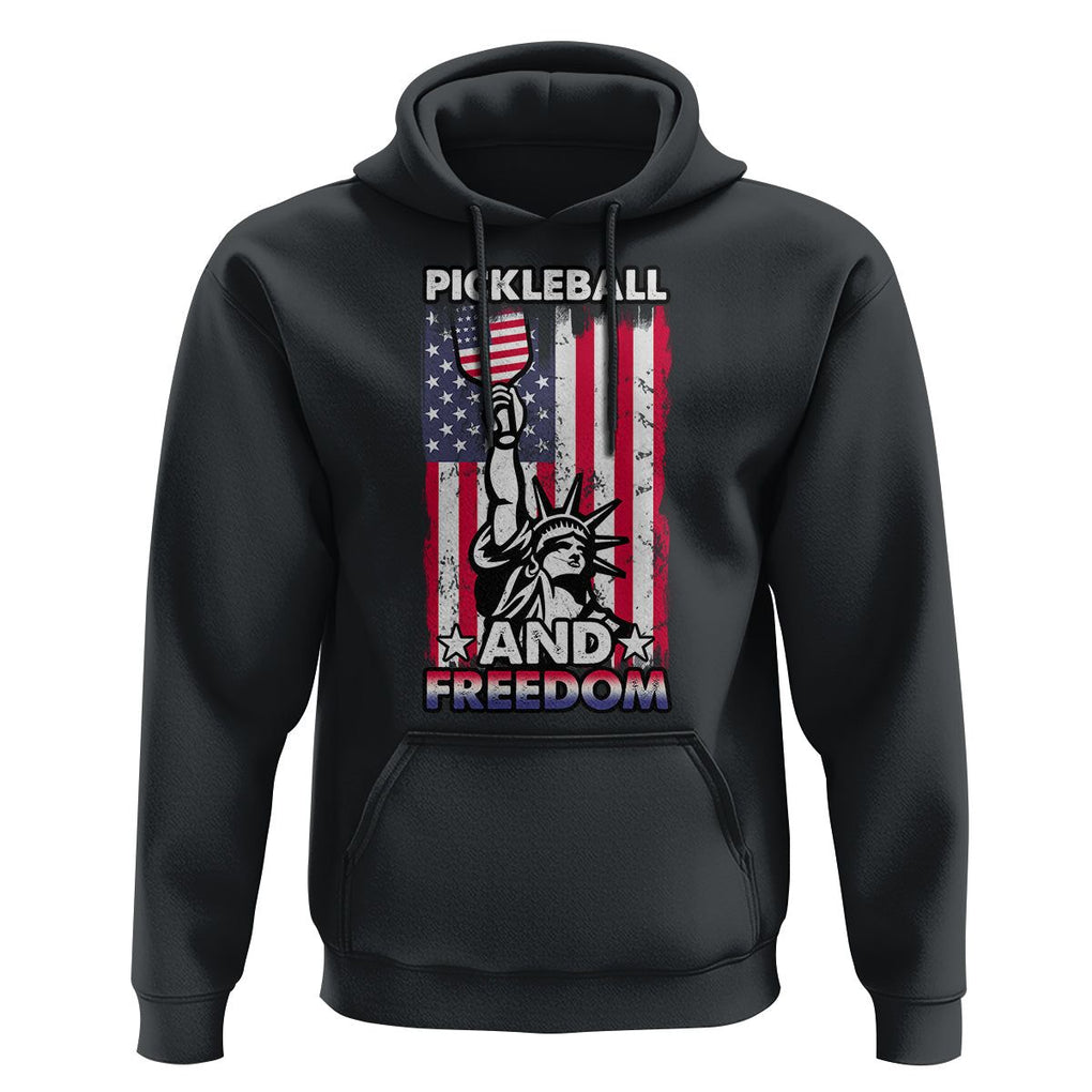 Pickleball And Freedom Hoodie Funny 4th of July American Flag TS02 Black Print Your Wear