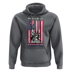 Pickleball And Freedom Hoodie Funny 4th of July American Flag TS02 Charcoal Print Your Wear