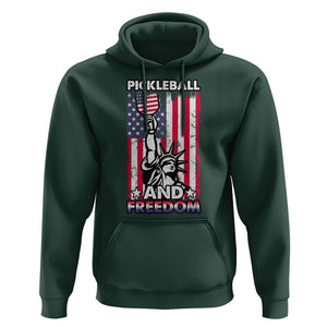 Pickleball And Freedom Hoodie Funny 4th of July American Flag TS02 Dark Forest Green Print Your Wear