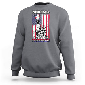 Pickleball And Freedom Sweatshirt Funny 4th of July American Flag TS02 Charcoal Print Your Wear