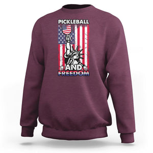 Pickleball And Freedom Sweatshirt Funny 4th of July American Flag TS02 Maroon Print Your Wear