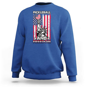 Pickleball And Freedom Sweatshirt Funny 4th of July American Flag TS02 Royal Blue Print Your Wear