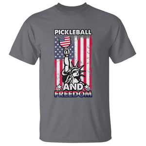 Pickleball And Freedom T Shirt Funny 4th of July American Flag TS02 Charcoal Print Your Wear