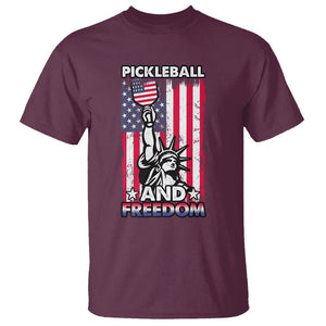 Pickleball And Freedom T Shirt Funny 4th of July American Flag TS02 Maroon Print Your Wear