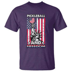 Pickleball And Freedom T Shirt Funny 4th of July American Flag TS02 Purple Print Your Wear