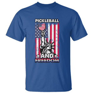 Pickleball And Freedom T Shirt Funny 4th of July American Flag TS02 Royal Blue Print Your Wear