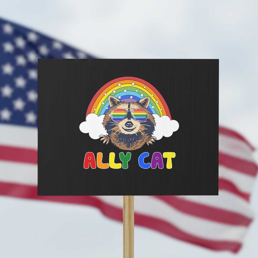 Ally Street Cat Rainbow Raccoon Protest Sign Funny LGBTQ+ Pride Support TS02 Horizontal 18