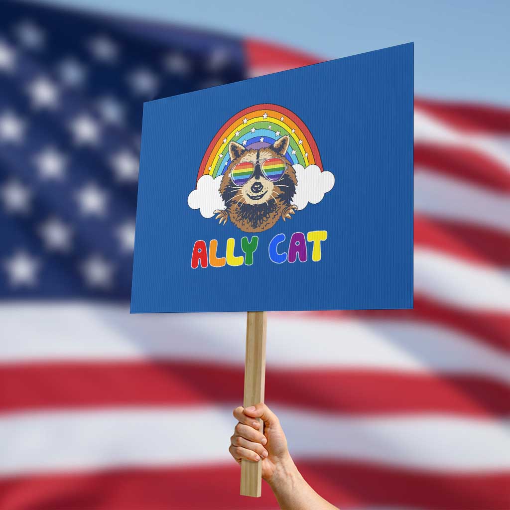 Ally Street Cat Rainbow Raccoon Protest Sign Funny LGBTQ+ Pride Support TS02 Horizontal 18