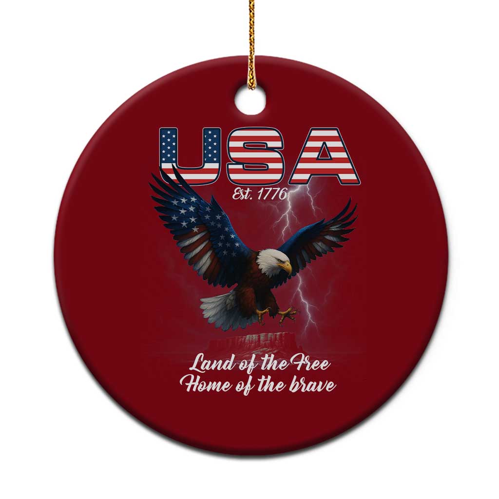 Bold Patriotic American Eagle Ceramic Ornament Land of the Free Home of the Brave Est 1776 TS02 1pc Red Print Your Wear