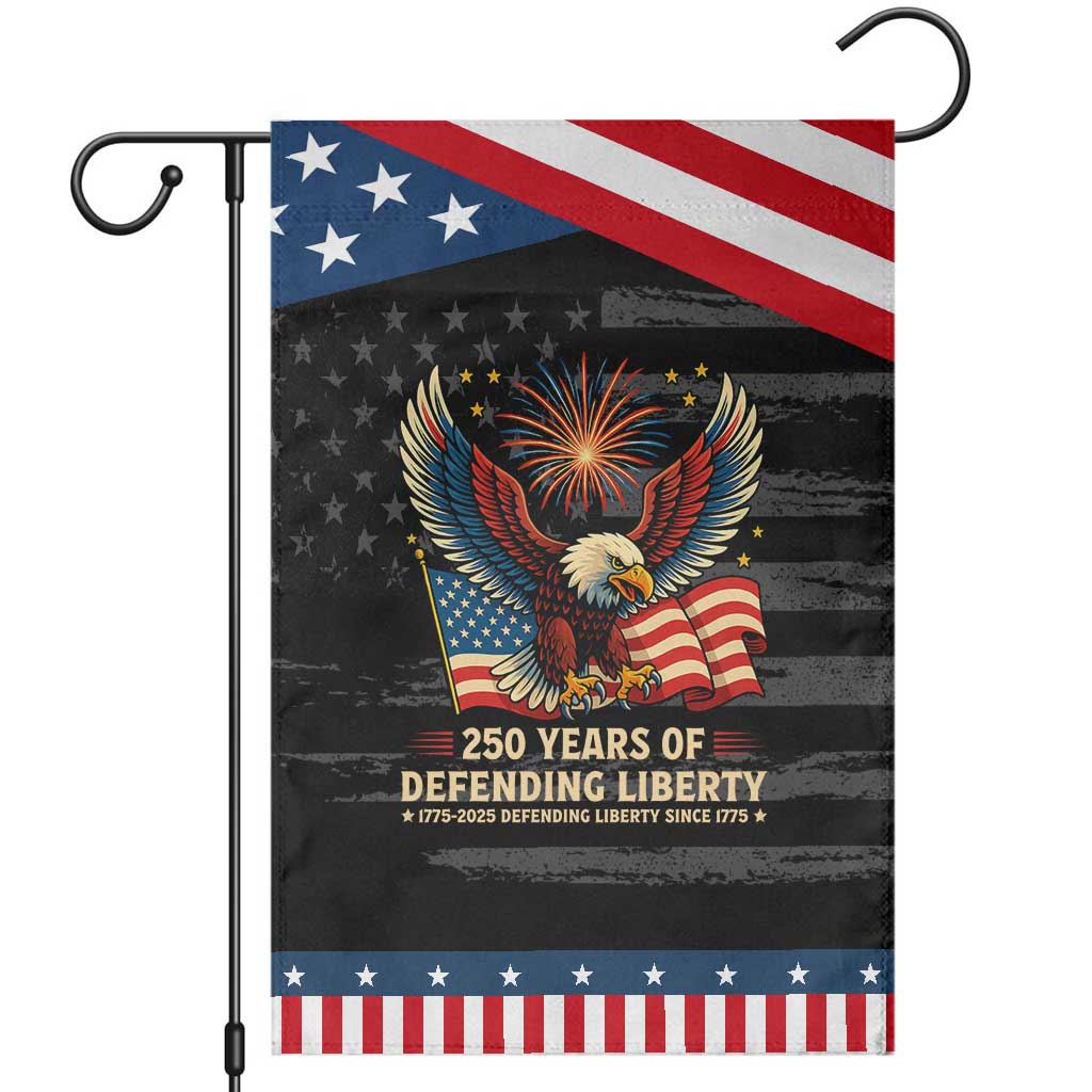 Patriotic Eagle US Army 250th Anniversary Garden Flag 250 Years of Defending Liberty 1775 2025 TS02 Distressed Black Blue Print Your Wear