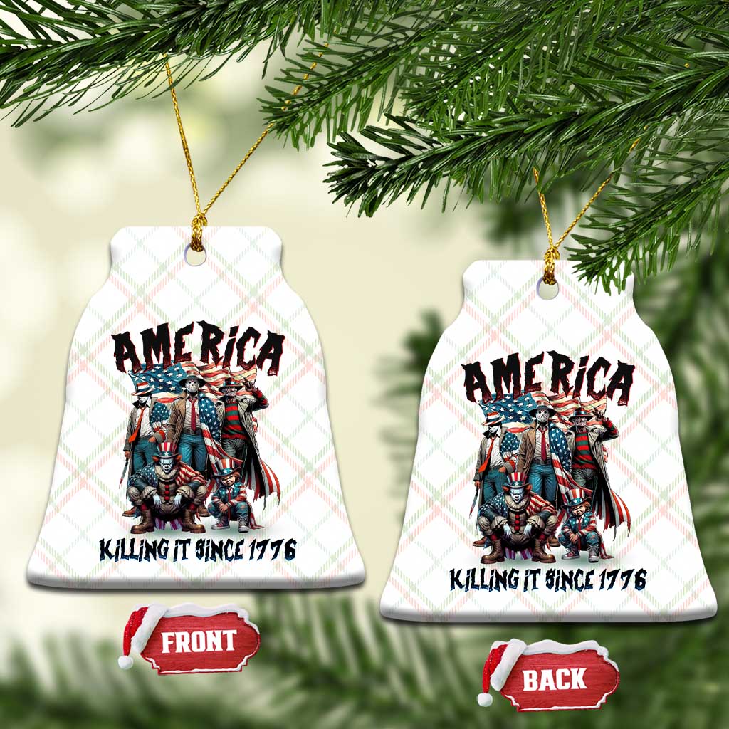 Patriotic Horror Mashup Ceramic Ornament America Killing It Since 1776 TS02 Print Your Wear
