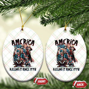 Patriotic Horror Mashup Ceramic Ornament America Killing It Since 1776 TS02 Print Your Wear