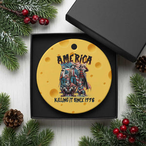 Patriotic Horror Mashup Ceramic Ornament America Killing It Since 1776 TS02 1pc Yellow Cheese Print Your Wear