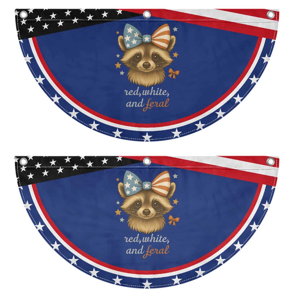 Red White and Feral Raccoon Patriotic Fan Flag Funny Animal 4th of July TS02 2pcs pack Classic Navy Print Your Wear