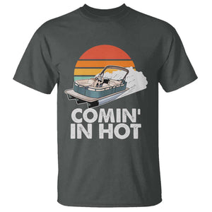 Summer Vibe T Shirt Comin' In Hot Poontoon Boat TS02 Dark Heather Print Your Wear