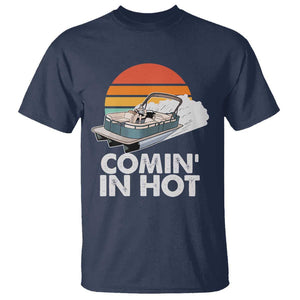 Summer Vibe T Shirt Comin' In Hot Poontoon Boat TS02 Navy Print Your Wear