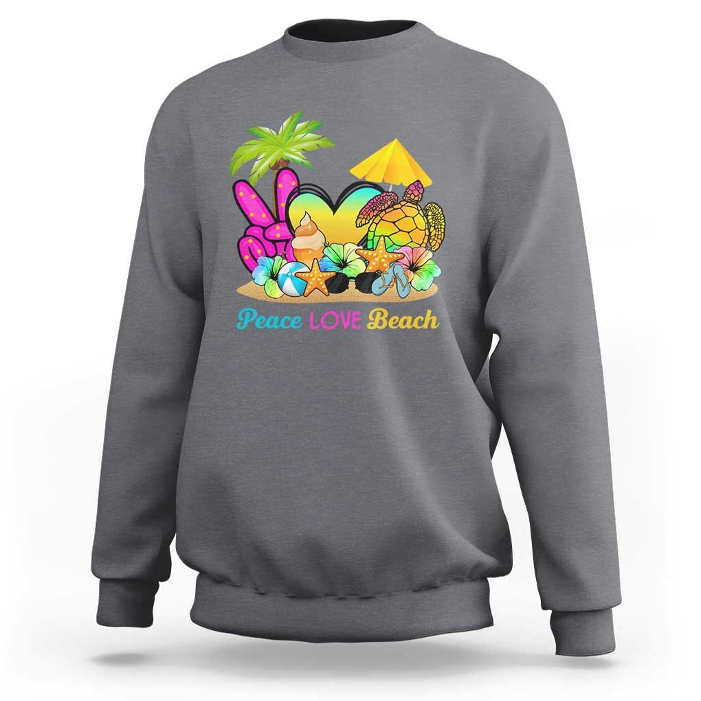 Tropical Summer Vibe Sweatshirt Peace Love Beach TS02 Charcoal Print Your Wear