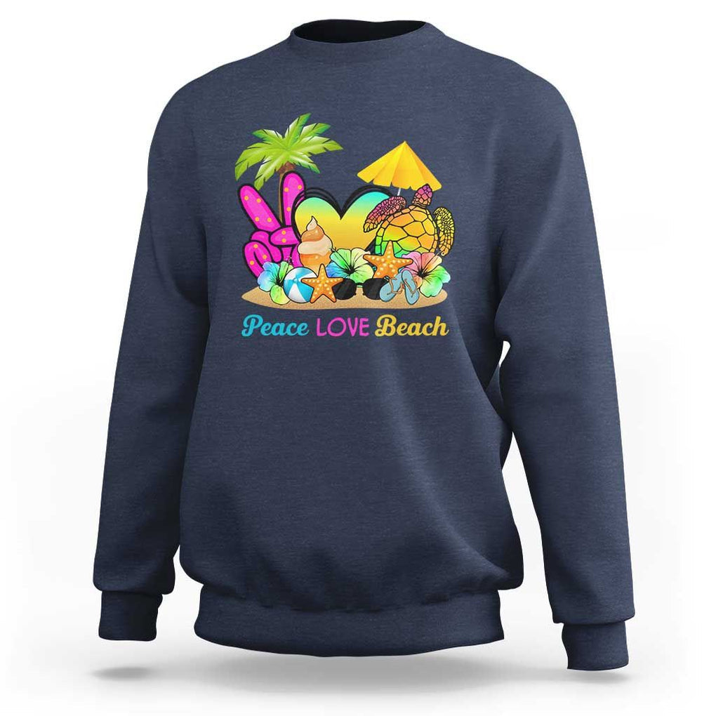 Tropical Summer Vibe Sweatshirt Peace Love Beach TS02 Navy Print Your Wear