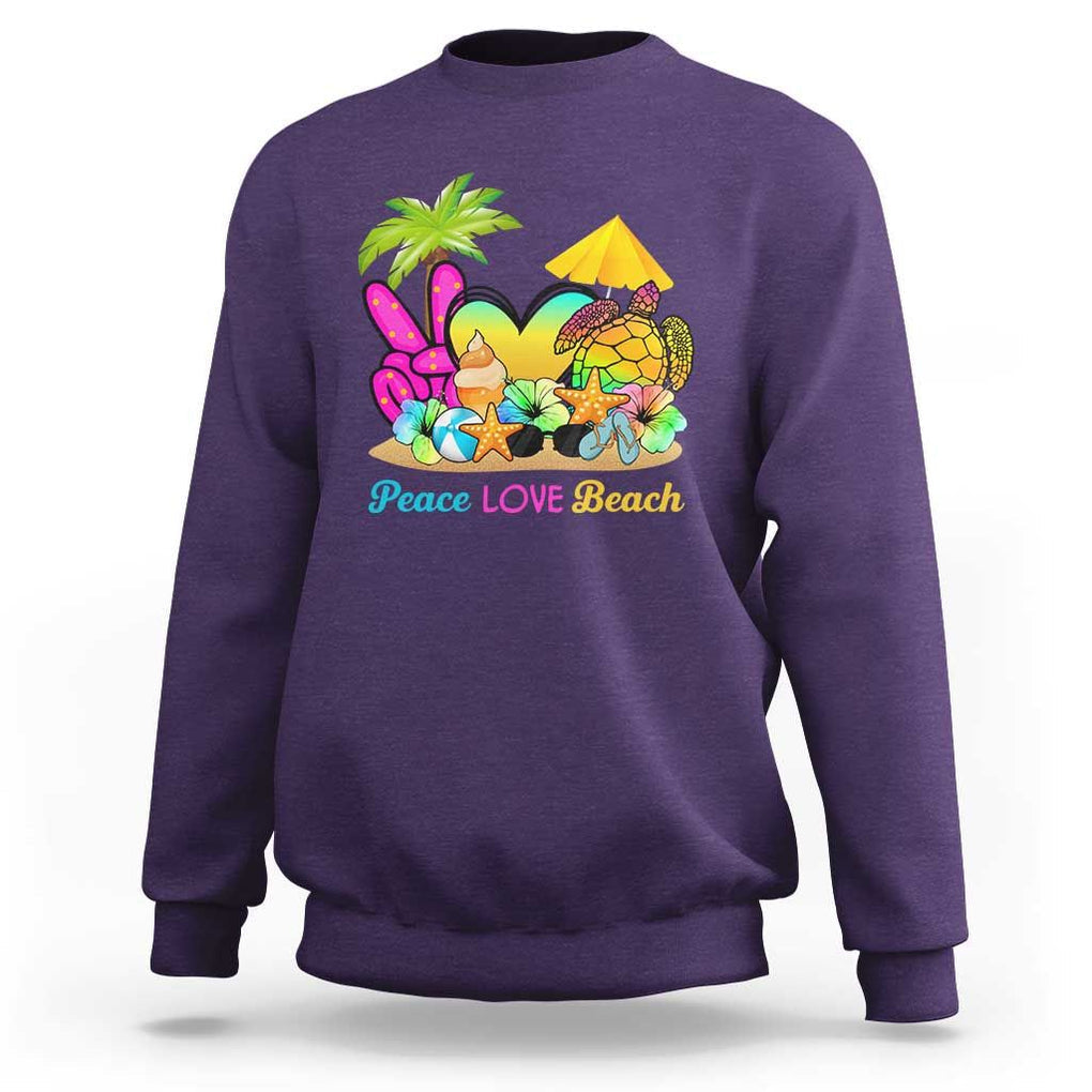 Tropical Summer Vibe Sweatshirt Peace Love Beach TS02 Purple Print Your Wear