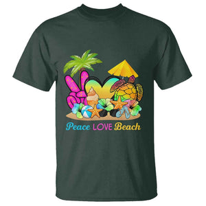 Tropical Summer Vibe T Shirt Peace Love Beach TS02 Dark Forest Green Print Your Wear