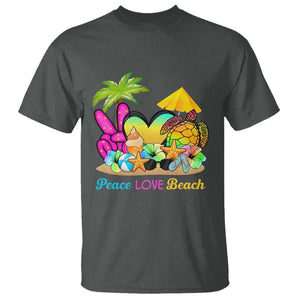 Tropical Summer Vibe T Shirt Peace Love Beach TS02 Dark Heather Print Your Wear